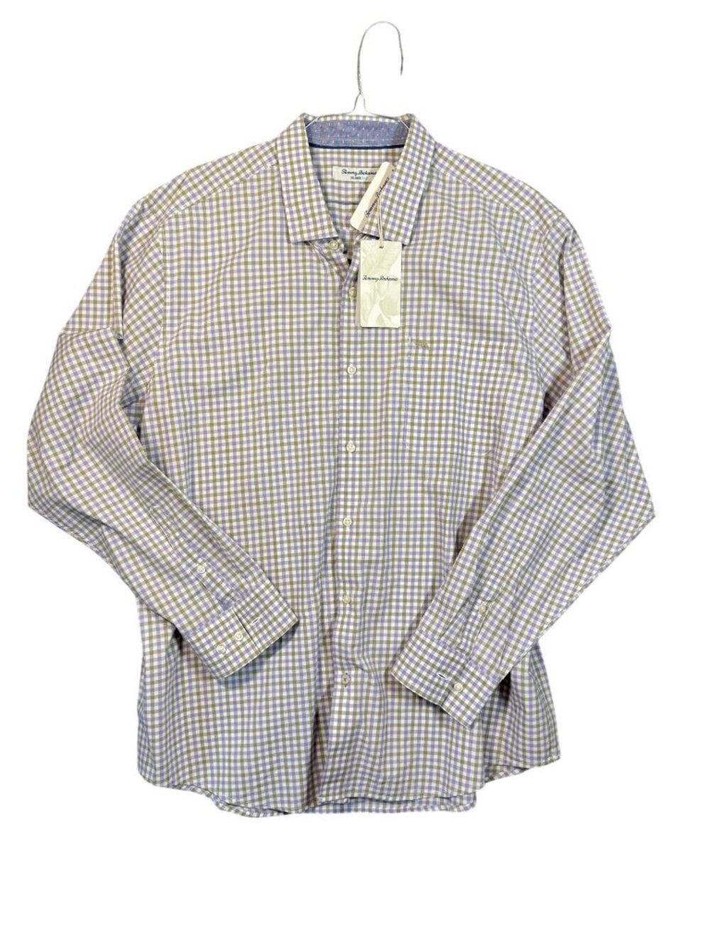 NEW Tommy Bahama Newport Pania Gingham Island Zone Button Down Pima Cotton XXL